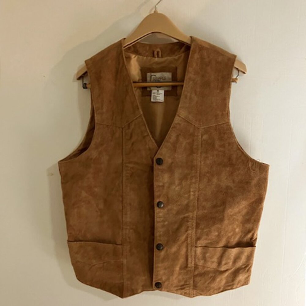 Men's Tan Suede Vest by Cripple Creek